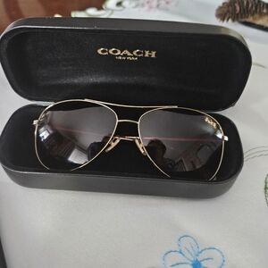 COACH Gold Aviator ladies Sunglasses with Dark Gradient Lenses